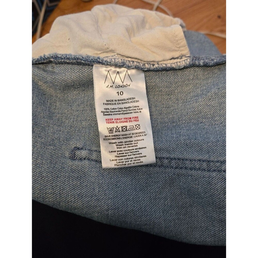 A.M. London Twee Denim Shorts with Tie Belt - High Waist 100% Cotton - Picture 5 of 5